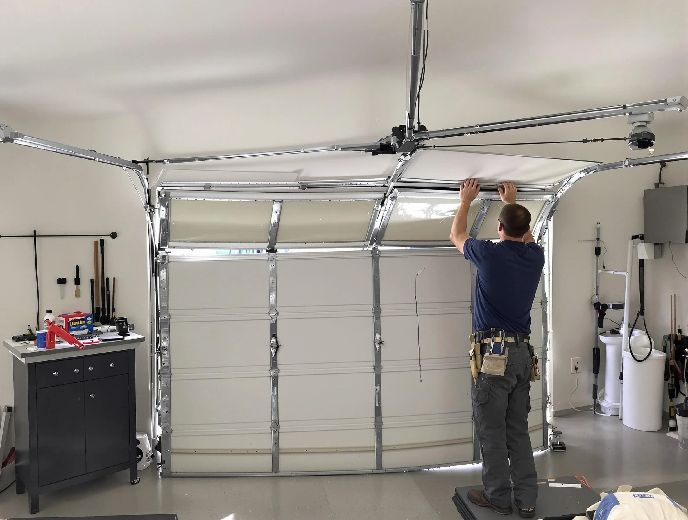 Bessemer Garage Door Repair specialist performing precise section replacement on Bessemer garage door