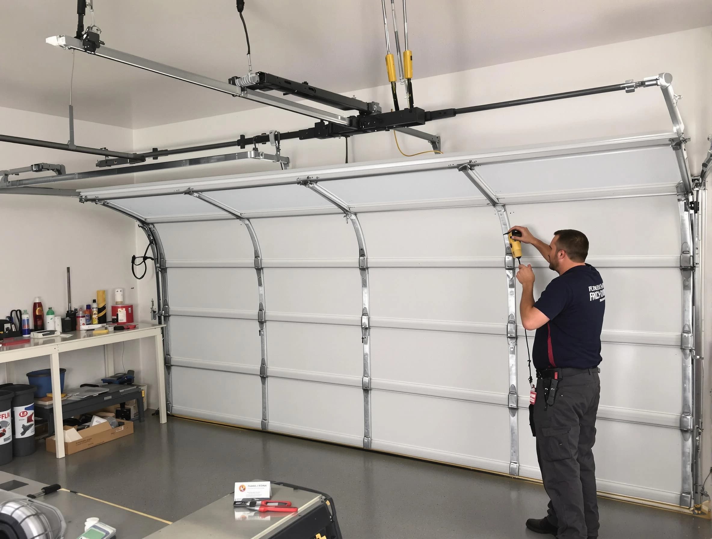 Bessemer Garage Door Repair certified technician performing overhead door system repair in Bessemer