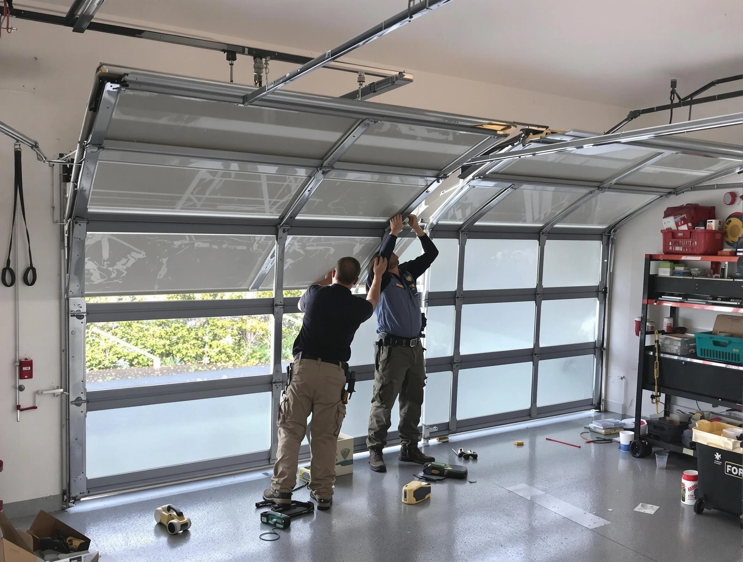 Bessemer Garage Door Repair expert performing precise panel replacement on Bessemer garage door