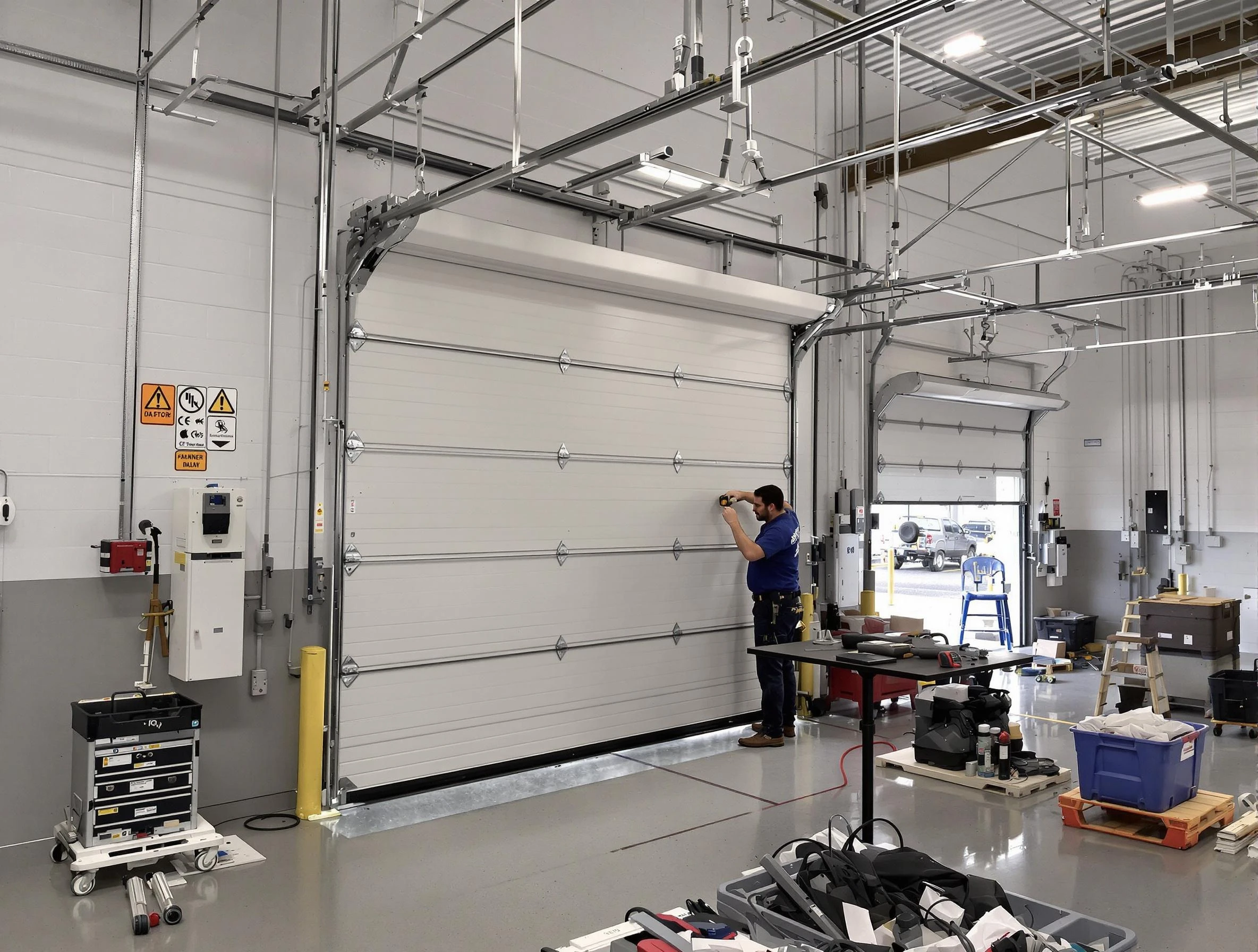 Commercial garage door repair being performed by Bessemer Garage Door Repair expert in Bessemer