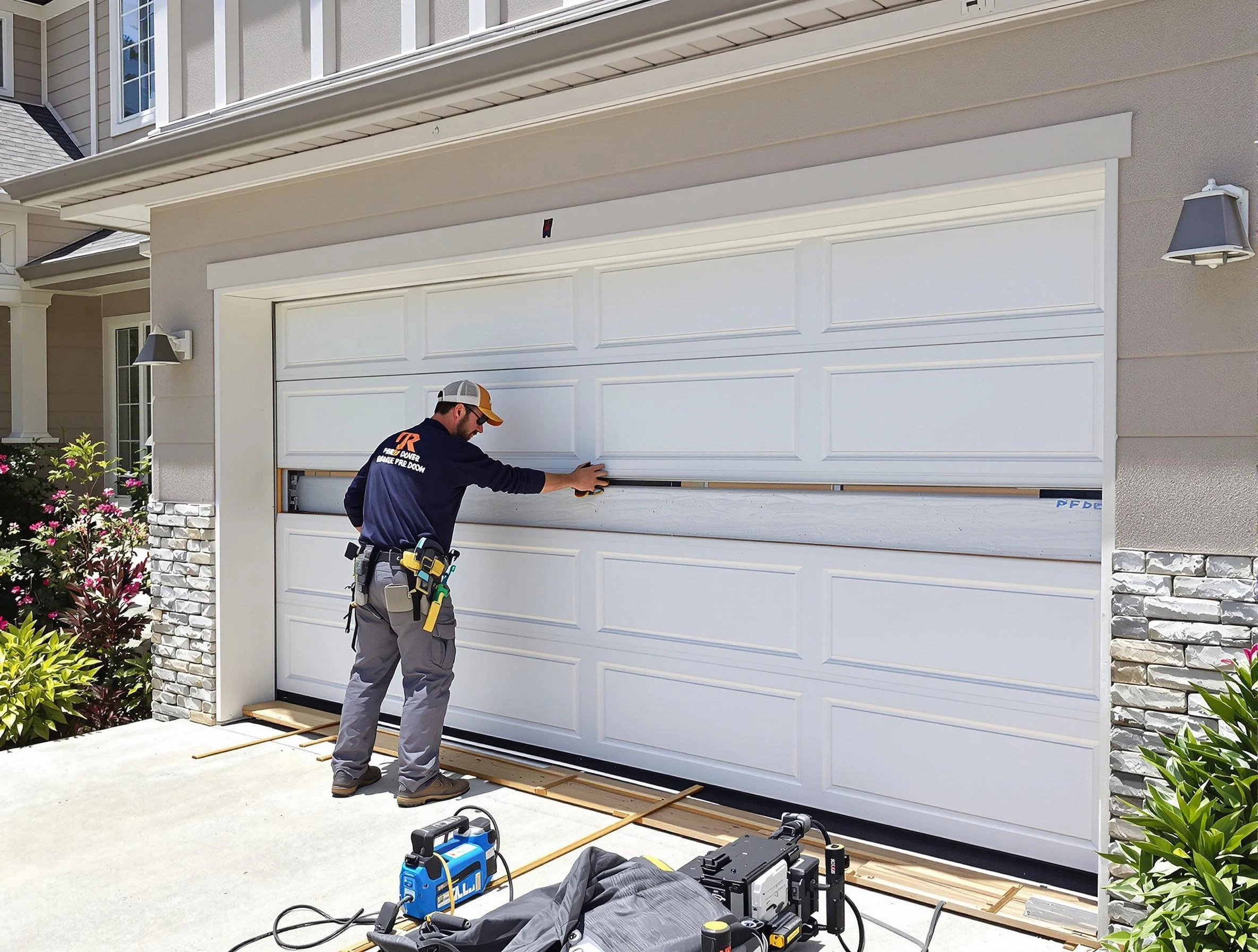 Bessemer Garage Door Repair team performing complete garage door replacement at Bessemer residence