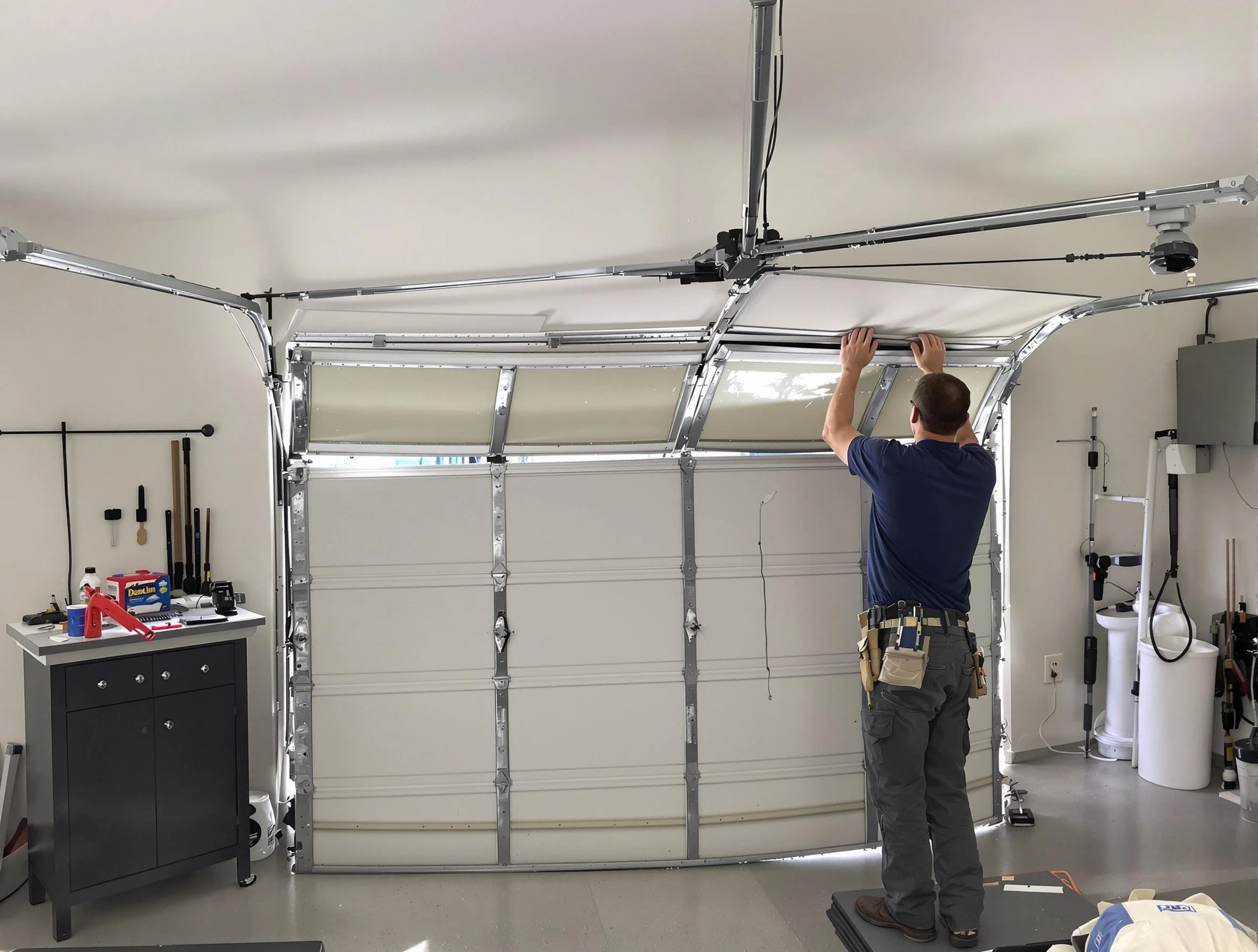 Bessemer Garage Door Repair specialist performing precise section replacement on Bessemer garage door