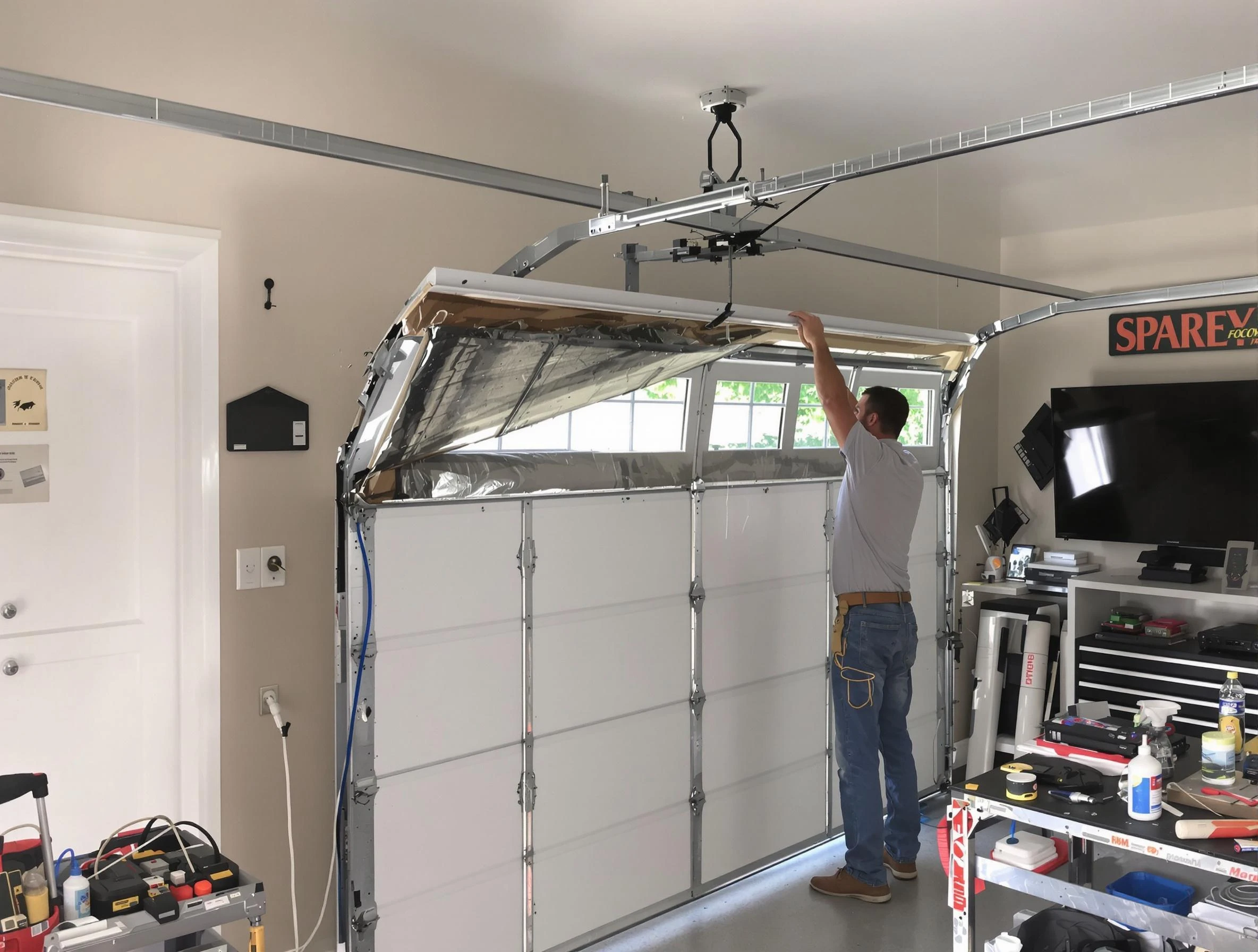 Garage door section replacement by Bessemer Garage Door Repair in Bessemer